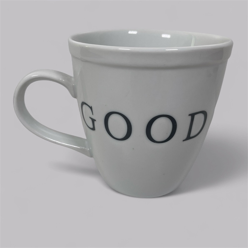 World Market Good Morning Mug White Jumbo Stamped Ceramic Large 18 fl oz